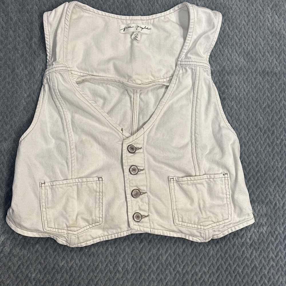 Free People Vest Women's Large Ivory Country Concert Festival Cropped *read* - Picture 2 of 12